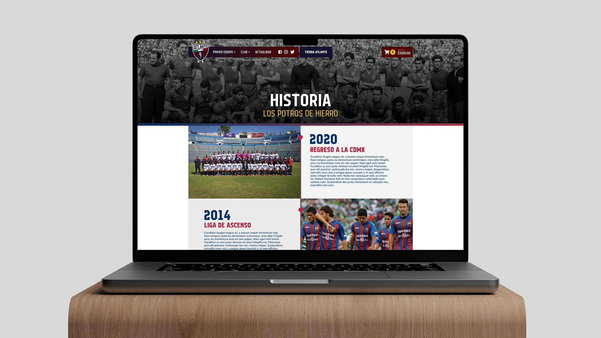 Sitio Web Oficial del Atlante FC Pagina de Historia del equipo